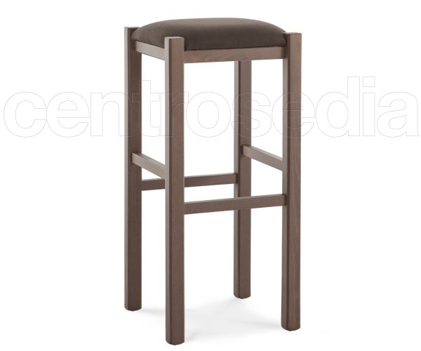 "Rustico" Wooden High Barstool - Padded Seat