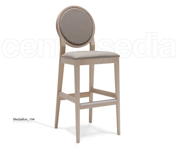 "Medaillon" Wooden Barstoll- Padded Seat